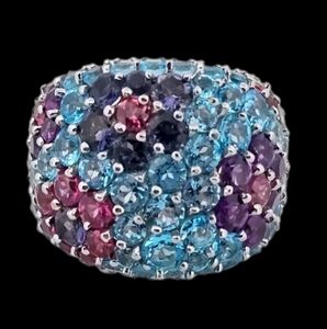 Pasquale Bruni 18K Multistone Flower Cocktail Band Ring